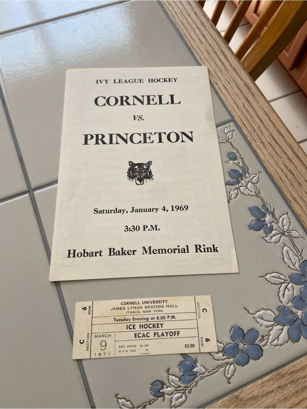 Cornell vs. Princeton Ivy League Hockey Program - Cream/Black